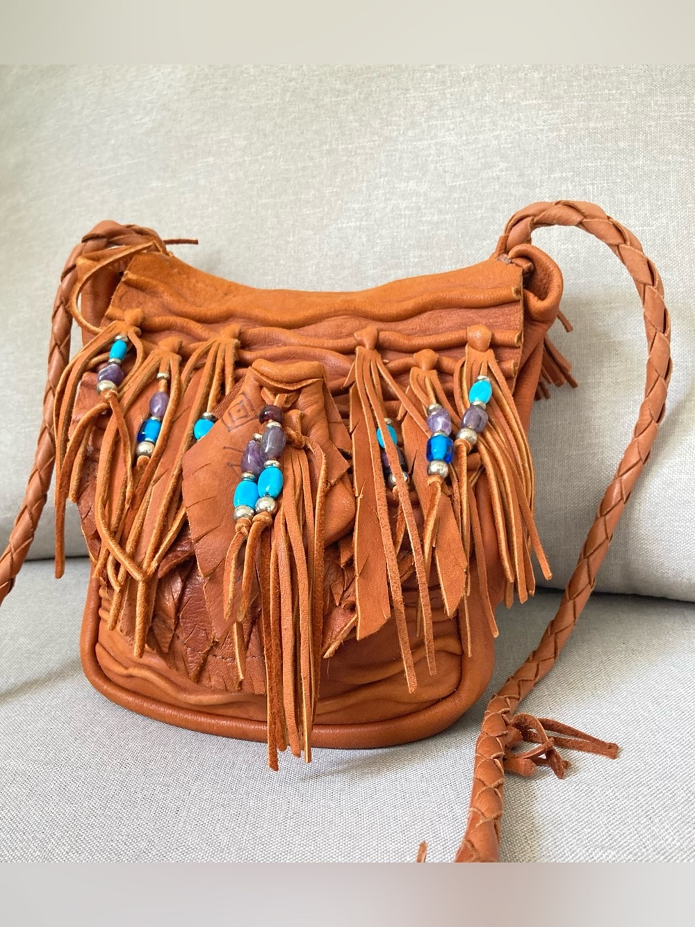 Moondancer Leather Deerskin Fringe Native Medicine Bag Purse Signed